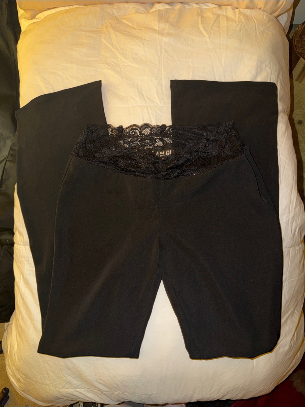 I.AM.GIA Black Lace-Trim High-Waist Pants